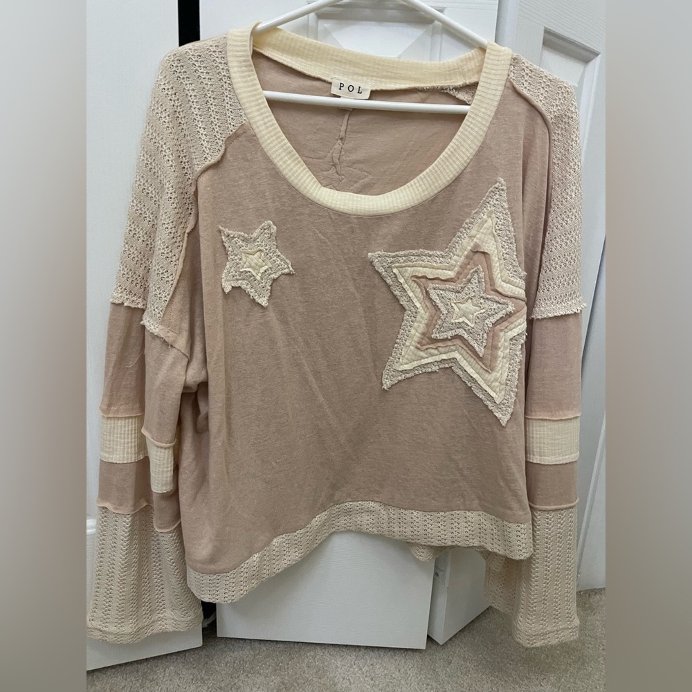 POL Cream and Beige Star Sweater